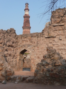 Qutub minar, a sandstone monument build in the 13th century