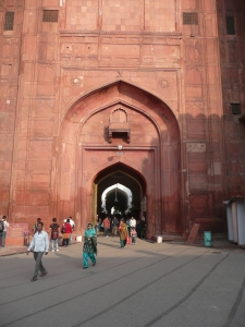 Lahore gate, which was the public entrance to the fort. Inside is a lengthy bazaar (market) followed by the main buildings of the complex. Lahore gate  is so named because the entire complex is designed to face toward Lahore, a city in modern-day Pakistan.